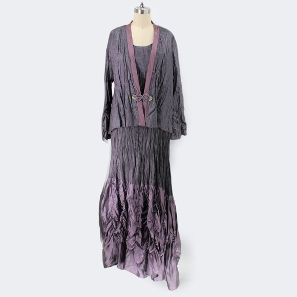 Lee Andersen Dresses & Skirts - VTG Lee Andersen 2PC Crushed Iridescent Set Long Geode Dress & Pomp Jacket
